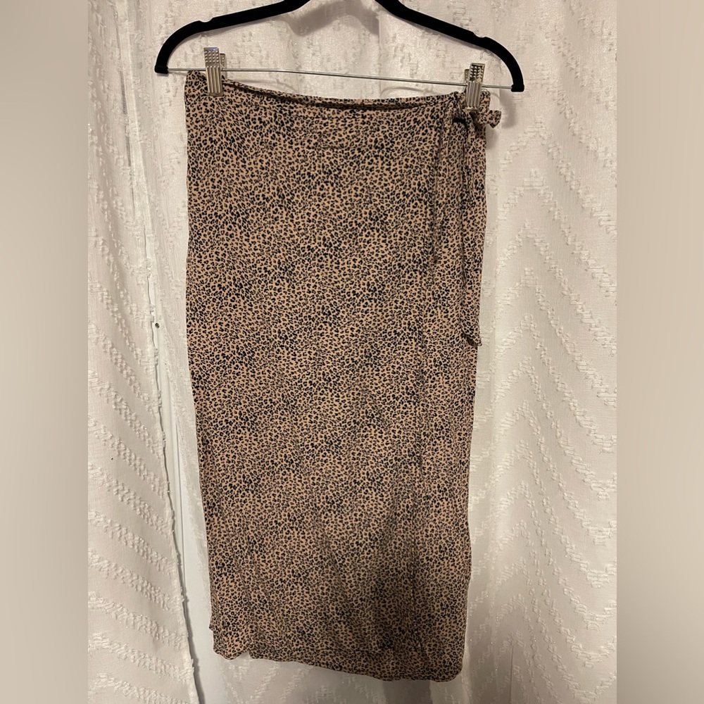Fashion Q Cheetah Print Side Slit Tying Maxi Skirt
